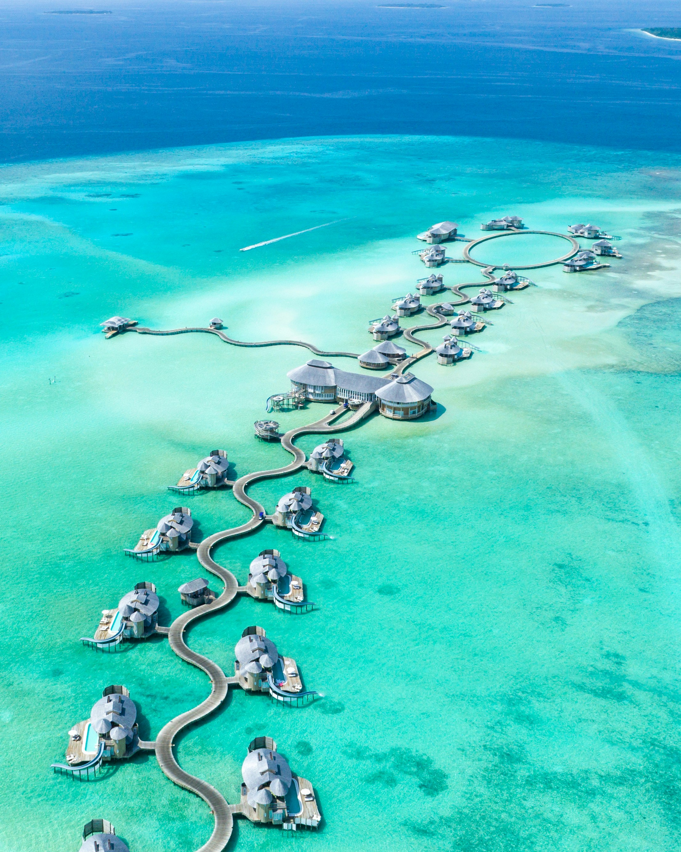 Secluded overwater villa style honeymoon atmosphere