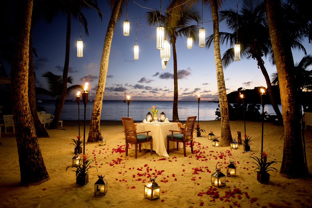 Couple dining outdoors for a romantic celebration itinerary