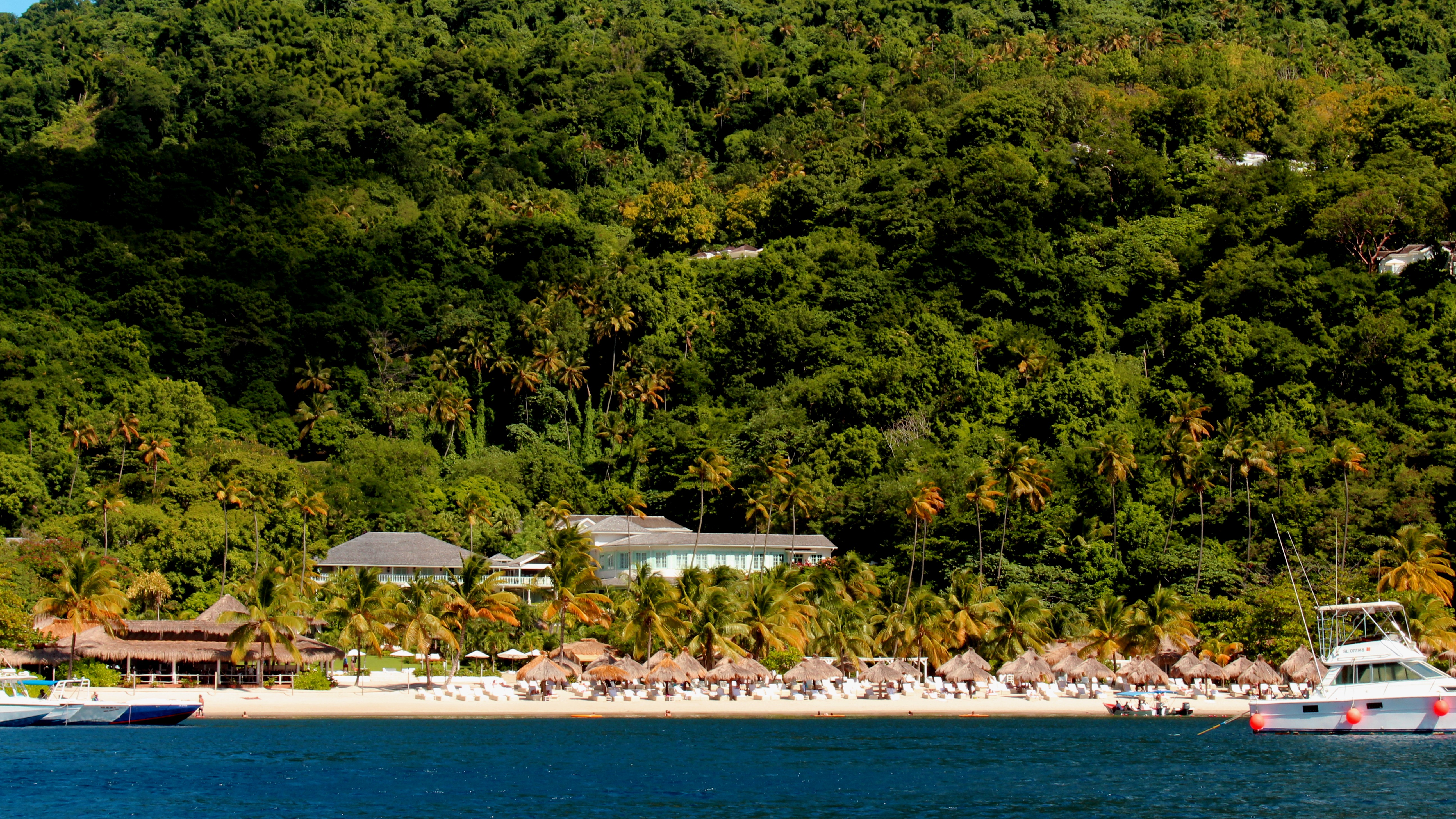 Sugar Beach resort view in Piton Bay, St Lucia