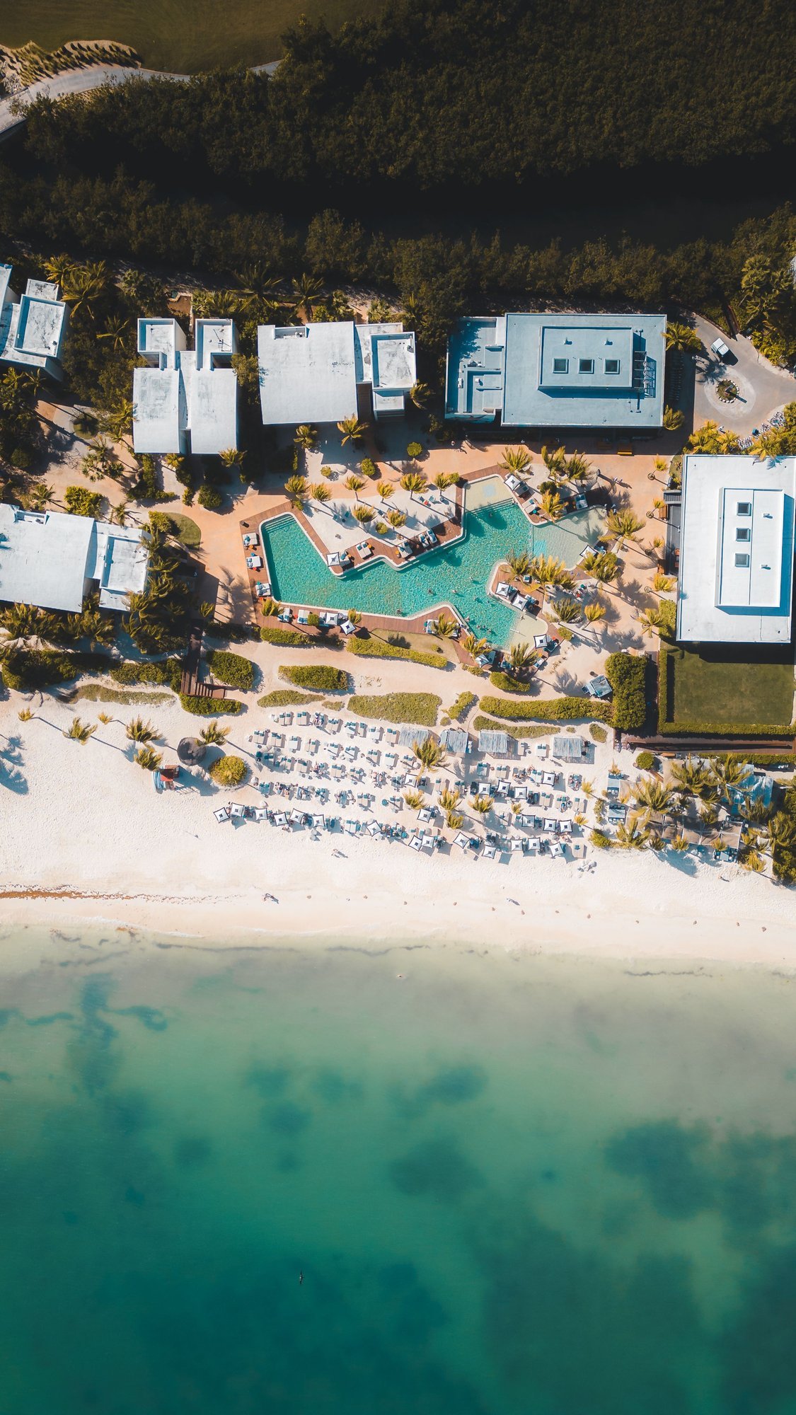 All-inclusive tropical resort pool and guest rooms