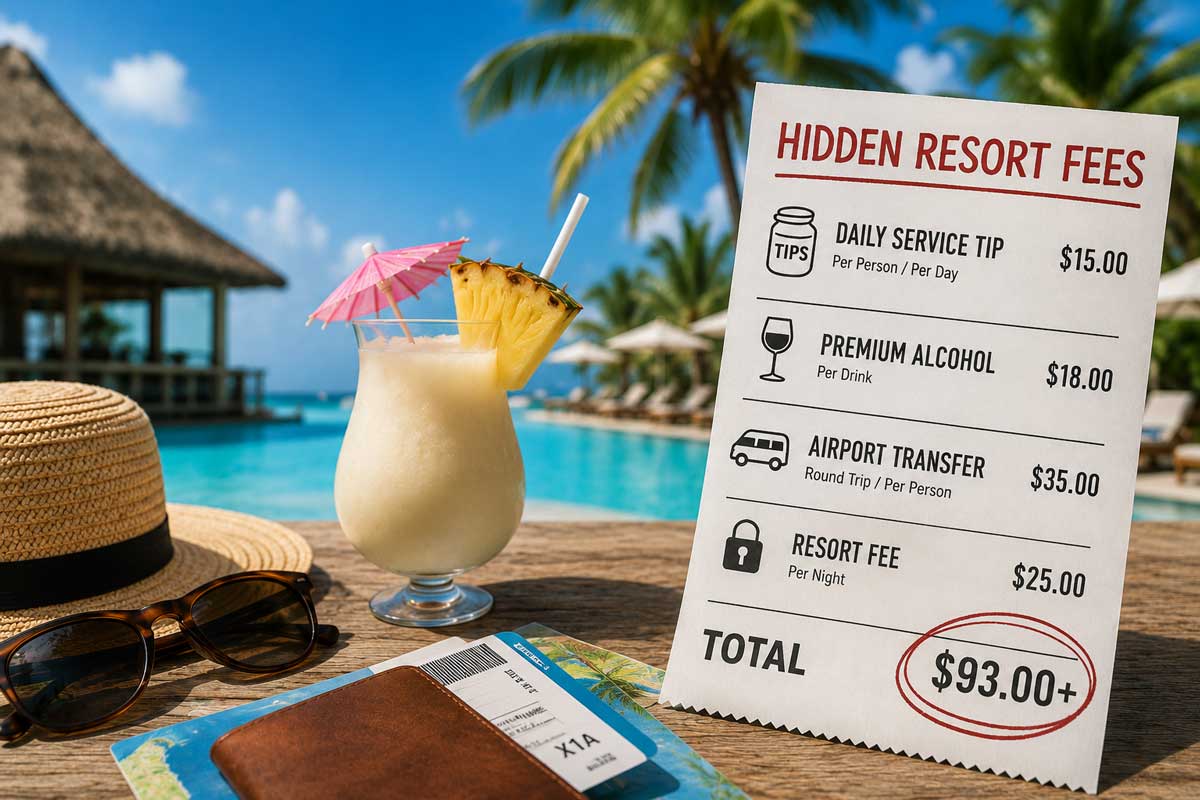 All-inclusive tropical resort pool and guest rooms