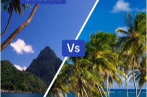 Dramatic St. Lucia coastline and Piton scenery