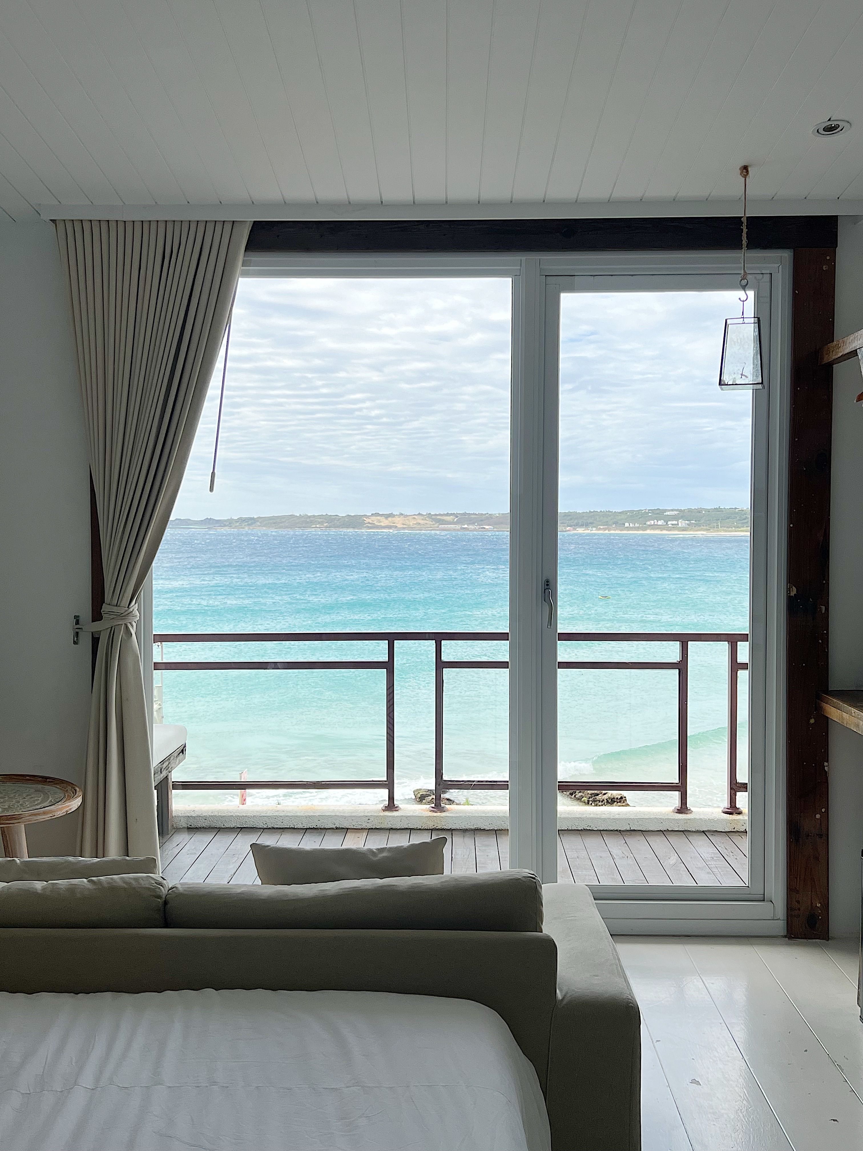 Luxury resort overlooking turquoise ocean water