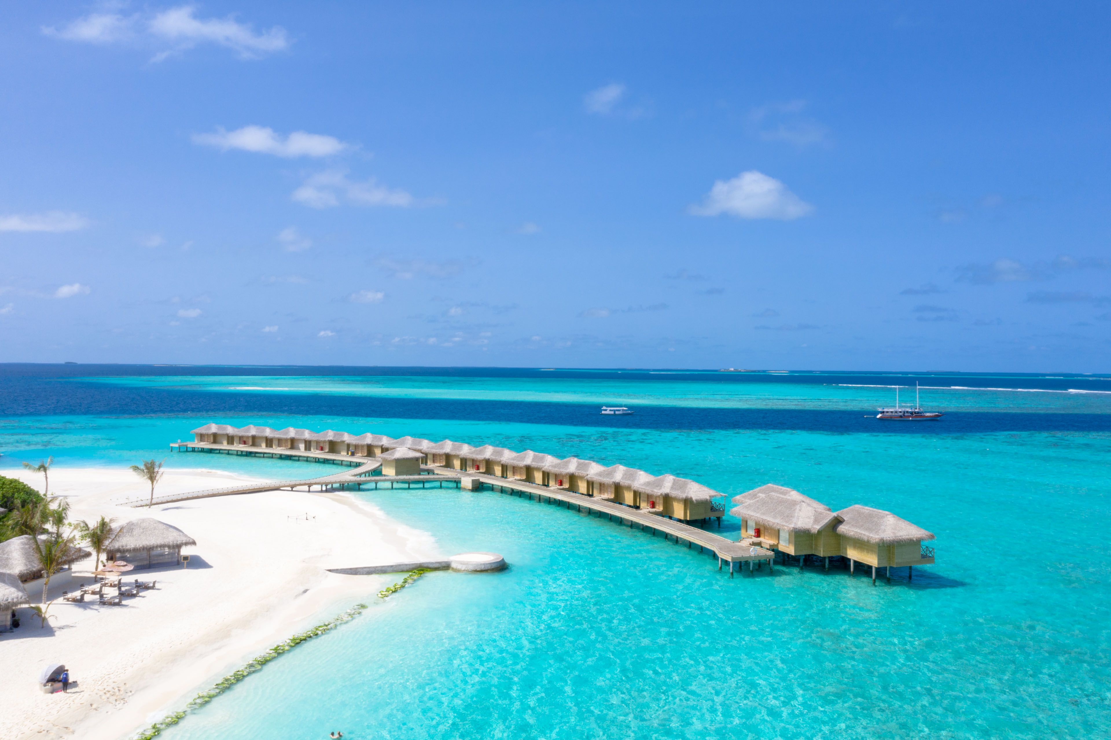 Overwater villas and turquoise lagoon
