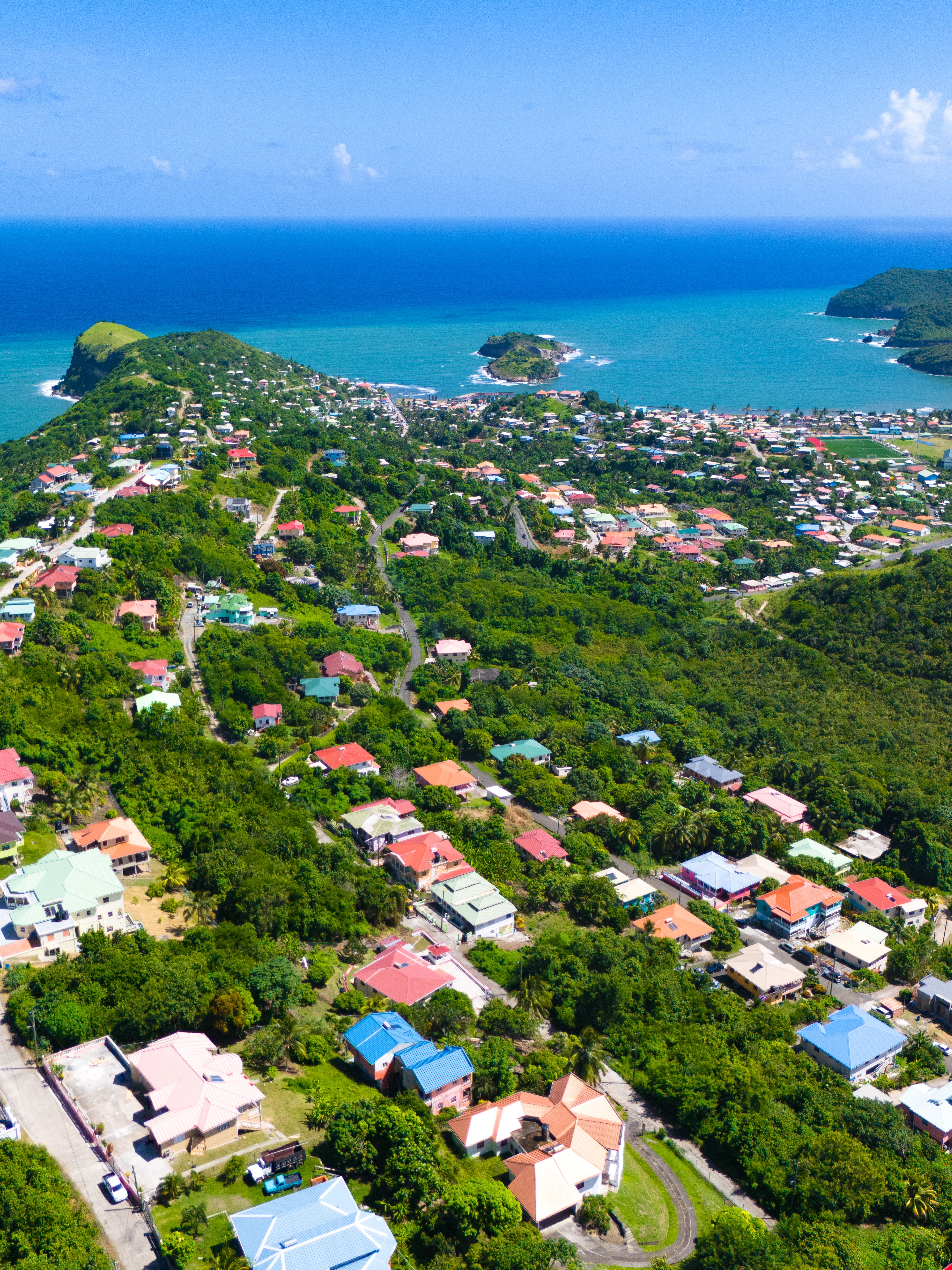 Lush tropical landscape Soufriere St Lucia