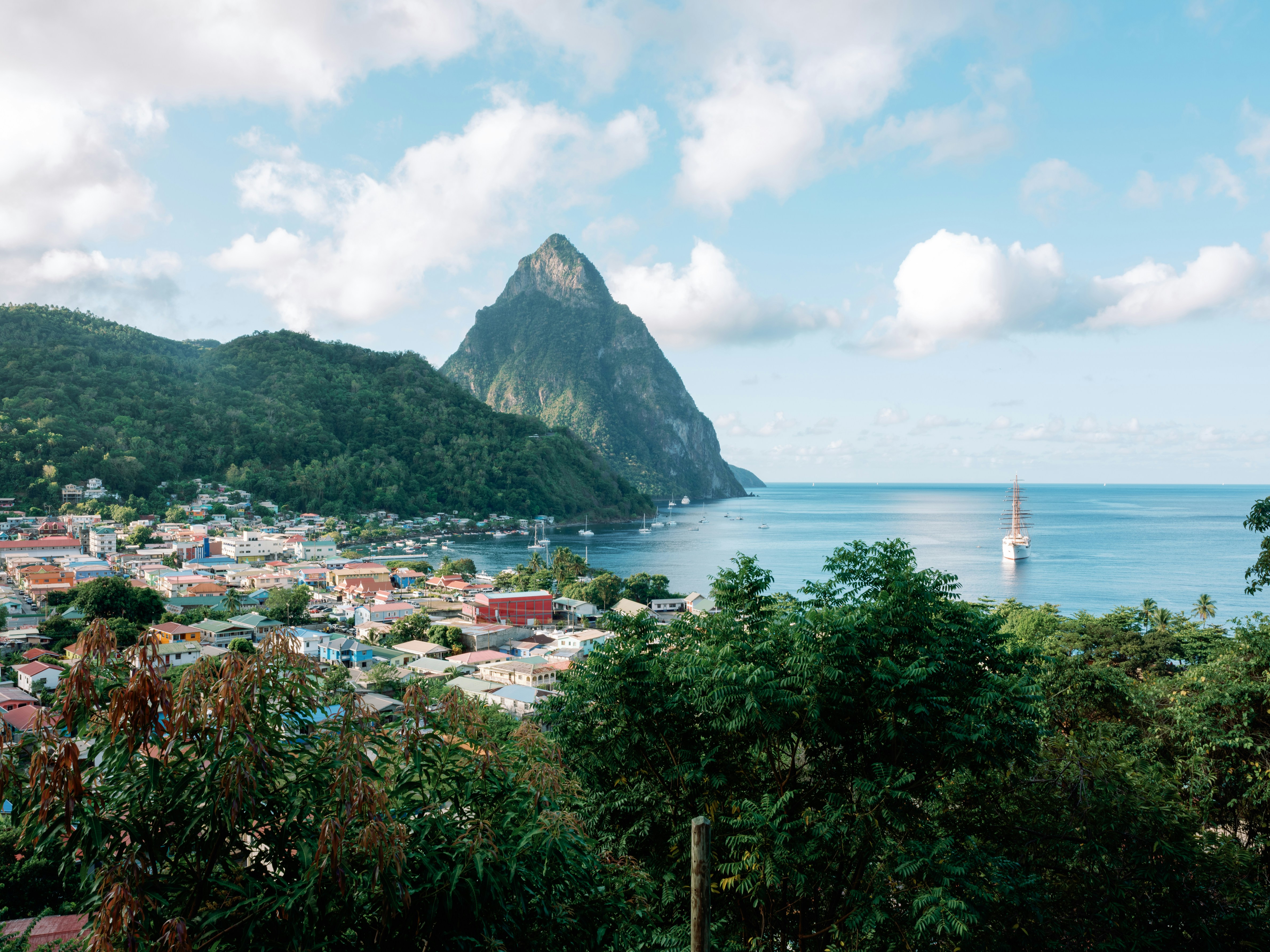 St Lucia scenic view with island coastline and tropical surroundings